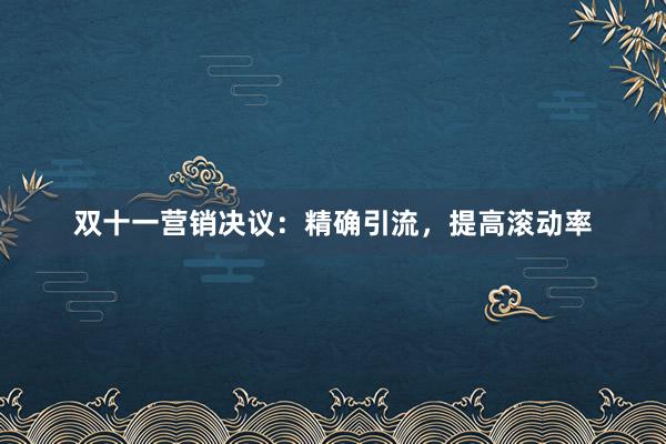 双十一营销决议:精确引流,提高滚动率